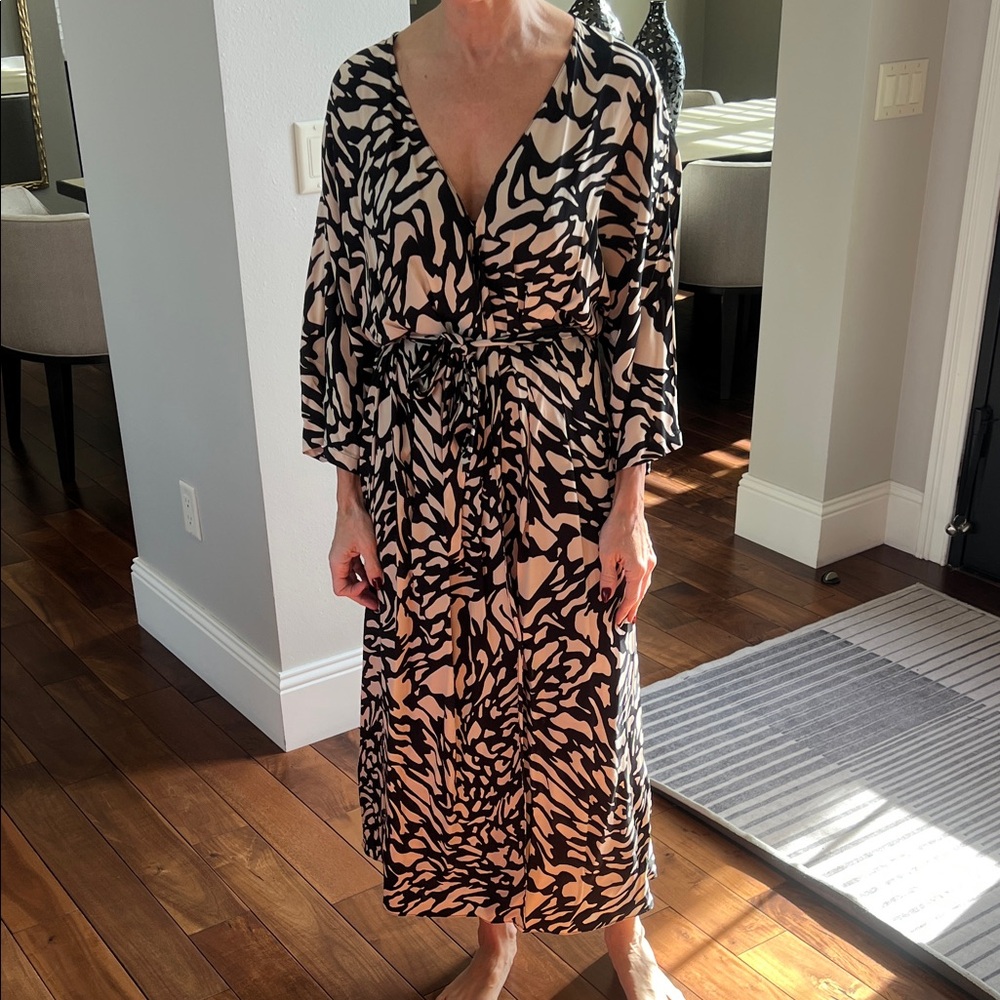 ba&sh Black and Cream Abstract Dress